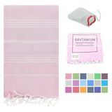GRVTANIUM Pembe%100 Pamuk 180x100cm Peştemal Püsküllü Banyo,Plaj,Hamam Havlusu Kese Hediyeli M2