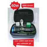 Gs-14000 40W Avcı El Feneri – 4000 Lümen, 12800 Mah Li-İon Şarjlı, Su Geçirmez, Taşıma Çantalı Kamp Ve Balıkçı Feneri