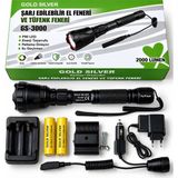 GS-3000 P90 LED 2000 Lümen Şarj Edilebilir El ve Tüfek Feneri - 0,5