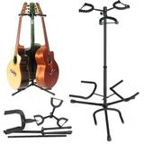 Gs30 Kilitli Üst Kalite Profesyonel 3'Lü (Üçlü) Çoklu Gitar Standı, Klasik Akustik Elektro Ve Bas Gitar Sehpası