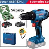 Gsb 183 Li 2 Ah Tek Bataryalı Darbeli Akülü Vidalama ve Bosch 54 Parça Uç Seti