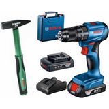 Gsb 185-LI Kömürsüz Darbeli Çift Akülü Şarjlı Matkap Vidalama ve Bosch 300 G Çekiç Hediye