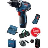 Gsr 120 Li Çift Akülü Vidalama Vidalama Matkap Bosch Şarjlı Matkap Mavi (23 Parça Uç Hediye)