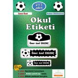 GSticker İsme Özel Okul Etiketi Kalem Defter Etiketi Sticker Çocuk Futbol Siyah Beyaz Figürlü İsim Etiketi