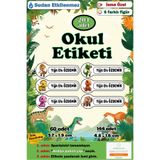 GSticker İsme Özel Okul Etiketi Kalem Defter Etiketi Sticker Kız Çocuk Dinozor Figürlü İsim Etiketi Set-2