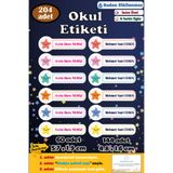 GSticker Kişiye İsme Özel Okul Etiketi İsim Etiketi Kalem Defter Etiketi Sticker Yıldız Figürlü İsimli Etiket