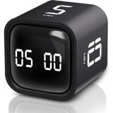 Gt-1 Pomodoro Zamanlayıcı Küp, Flip Timer, Öğrenci Ders Çalışma Saati, 5/10/30/60 Dk & Özel Geri Sayım, Usb Şarjlı, Sessiz/Titreşimli Alarm, Mutfak Kronometresi - Siyah