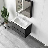 Gtm Banyo Alba Soft Ayna Dolapli Çekmeceli Banyo Dolabi Seti Antrasit 80 Cm Antrasit