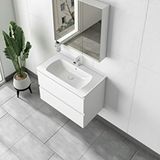 Gtm Banyo Alba Soft Ayna Dolapli Çekmeceli Banyo Dolabi Seti Beyaz 80 Cm