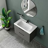 Gtm Banyo Nile Aynali Çekmeceli Banyo Dolabi Seti Antrasit 80 Cm Antrasit