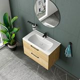 Gtm Banyo Nile Aynalı Çekmeceli Banyo Dolabı Seti Meşe 60 cm