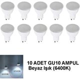 GU10 LED Çanak Ampul PAR16 10 Adet - Beyaz