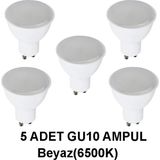 GU10 LED Çanak Ampul PAR16 5 Adet - Beyaz