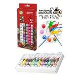 Guaj Boya 12 Renk Nova Color 12 ml Tüp 1 Paket 12 Li Guaj Boya Seti ve Yuvarlak Resim Paleti Fırçalı 1 Paket 10 Hazneli Boya Paleti Sanatsal Boyalar Için Palet Guaj Boya