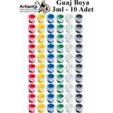 Guaj Boya 3 ml 6 Renk 10 Paket Mini Küçük Guaj Boya Etkinlik Boyama Boyası Su Bazlı Resim Okul Öncesi Kreş Ana Sınıfı - Çok Renkli - Standart