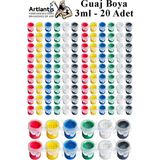 Guaj Boya 3 ml 6 Renk 20 Paket Mini Küçük Guaj Boya Etkinlik Boyama Boyası Su Bazlı Resim Okul Öncesi Kreş Ana Sınıfı - Çok Renkli - Standart