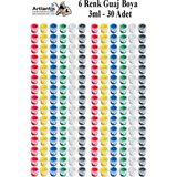 Guaj Boya 3 ml 6 Renk 30 Paket Mini Küçük Guaj Boya Etkinlik Boyama Boyası Su Bazlı Resim Okul Öncesi Kreş Ana Sınıfı - Çok Renkli - Standart