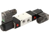 Guangdong Spirit 4V220-08 Airtac Çift bobinli Pnömatik Solenoid Valf 2 Pozisyon 5 Yollu 1/4'' 24v DC - Siyah