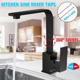 Guangdong Spirit Siyah Mutfak Banyo Lavabo Bataryası Muslukları Kare 360 Derece Döner Borulu Musluk