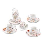 GuangYang 12 Adet İnce Porselen Espresso Fincanları ve Tabakları-, 6,2 gr, Antumn Leaves Parttern