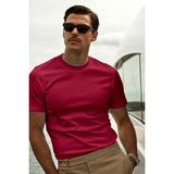 Guaraz Erkek Slimfit Dar Kesim Bisiklet Yaka %100 Organik Pamuk Düz Basic Yazlık T-Shirt - Kırmızı