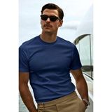 Guaraz Erkek Slimfit Dar Kesim Bisiklet Yaka %100 Organik Pamuk Düz Basic Yazlık T-Shirt - Lacivert - XL