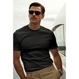 GUARAZ Erkek Slimfit Dar Kesim Siyah Bisiklet Yaka %100 Organik Pamuk Düz Basic Yazlık T-shirt