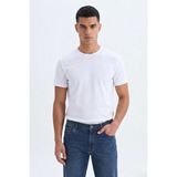Guaraz Erkek/unisex Slim Fit Dar Kesim Likralı Vücuda Oturan Yumuşak Dokulu Bisiklet Yaka Tişört - Beyaz - XL