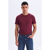 Guaraz Erkek/unisex Slim Fit Dar Kesim Likralı Vücuda Oturan Yumuşak Dokulu Bisiklet Yaka Tişört - Bordo - XL