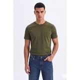 Guaraz Erkek/unisex Slim Fit Dar Kesim Likralı Vücuda Oturan Yumuşak Dokulu Bisiklet Yaka Tişört - Haki - XL