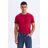 Guaraz Erkek/unisex Slim Fit Dar Kesim Likralı Vücuda Oturan Yumuşak Dokulu Bisiklet Yaka Tişört - Kırmızı - XL