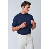 Guaraz Old Money Erkek %100 Pamuklu Yumuşak Kumaşlı Yuvarlak Yakalı Oversize Basıc T-Shirt - Lacivert