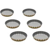Guardini Anto Mini 6'lı Tart Kalıbı 12 cm Yapışmaz Kaplama Silver Gold Renkli Kalıp Seti