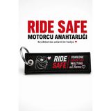 Guarellos Ride Safe Yazılı Nakışlı Kumaş Motosiklet Anahtarlığı – Sevgiliye Hediye Motorcu Anahtarlık