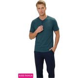 Guava Erkek Yeşil 3 Düğmeli %100 Pamuk Yazlık Kısa Kol Cepli Pijama Takımı - Yeşil - Yeşil - 2XL