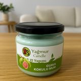 Guava Kokulu Kavanoz Mum - Yeşil - Turuncu - Krem