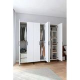 Gubimo125-6 Kapılı Modüler Gardırop Beyaz-2 Çekmeceli 2 Askılıklı Ve Raf Bölmeli Elbise Dolabı