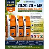 Gübretaş 3 Adet 20.20.20+Me 1kg - Avantajlı Paket ( Klorsuz Yaprak-Damlama Gübresi) - BBG