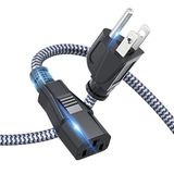 Güç Kablosu, Goalfish 3 Uçlu AC Güç Kablosu 6,6 ft (2 m) Naylon Örgülü Yedek 3 Pin Güç Kablosu UL Sertifikalı Bilgisayar, TV, Monitör, Yazıcı, PC, Projektör, Güç Kaynağı Kablosu için