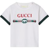 Gucci Beyaz Logo Baskılı Unisex Çocuk T-Shirt