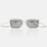 Gucci GG1112S 001 54-22 Kadın Füme Mat Camlı Altın Çerçeve Dikdörtgen Güneş Gözlüğü
