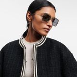 Gucci GG1112S 001 54-22 Kadın Füme Mat Camlı Altın Çerçeve Dikdörtgen Güneş Gözlüğü