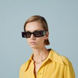 Gucci GG1425S 003 53-21 Kadın Gri Mat Camlı Mor Asetat Dikdörtgen Güneş Gözlüğü