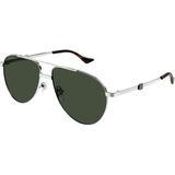 Gucci GG1440S 002 59-14 Erkek Yeşil Mat Camlı Gümüş Metal Damla Güneş Gözlüğü