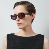 Gucci GG1534S 002 55-18 Kadın Kahverengi Mat Camlı Kahverengi Asetat Geometrik Güneş Gözlüğü