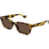 Gucci GG1539S 005 55-19 Kadın Kahverengi Mat Camlı Kahverengi Asetat Dikdörtgen Güneş Gözlüğü