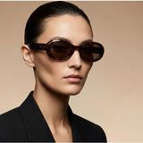 Gucci GG1587S 002 52-22 Kadın Kahverengi Mat Camlı Kahverengi Asetat Oval Güneş Gözlüğü