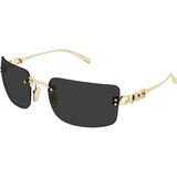 Gucci GG2038S 001 Gold Grey Lettering Kadin Gunes Gozlugu - Altın - Gri