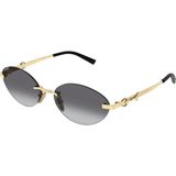 Gucci GG2051S 002 Gold Grey Round Horsebit Kadin Gunes Gozlugu - Altın - Gri