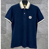 Gucci Göğüste Kilitli G Logolu Pamuklu Polo Yaka T-Shirt - 04L-Lacivert